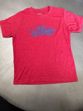 Vans Red Heather Short-Sleeve Tee with Blue Skate Graphic